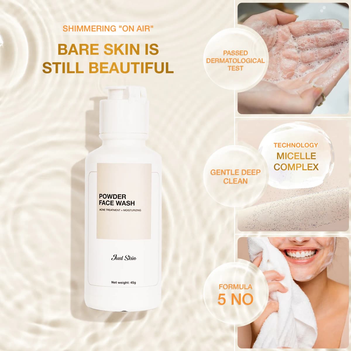 Just Skin Combo x2 Just Skin Powder Face Wash | deep cleansing Exfoliating Facial Cleanser Oil Control Acne Treatment 45g | Just Shine view 3