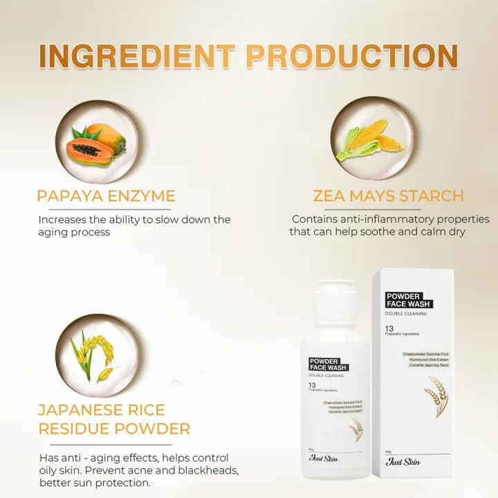 Just Skin Combo x2 Just Skin Powder Face Wash | deep cleansing Exfoliating Facial Cleanser Oil Control Acne Treatment 45g | Just Shine