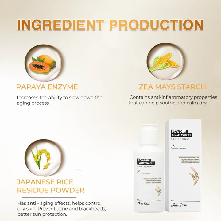 Just Skin Combo x2 Just Skin Powder Face Wash | deep cleansing Exfoliating Facial Cleanser Oil Control Acne Treatment 45g | Just Shine